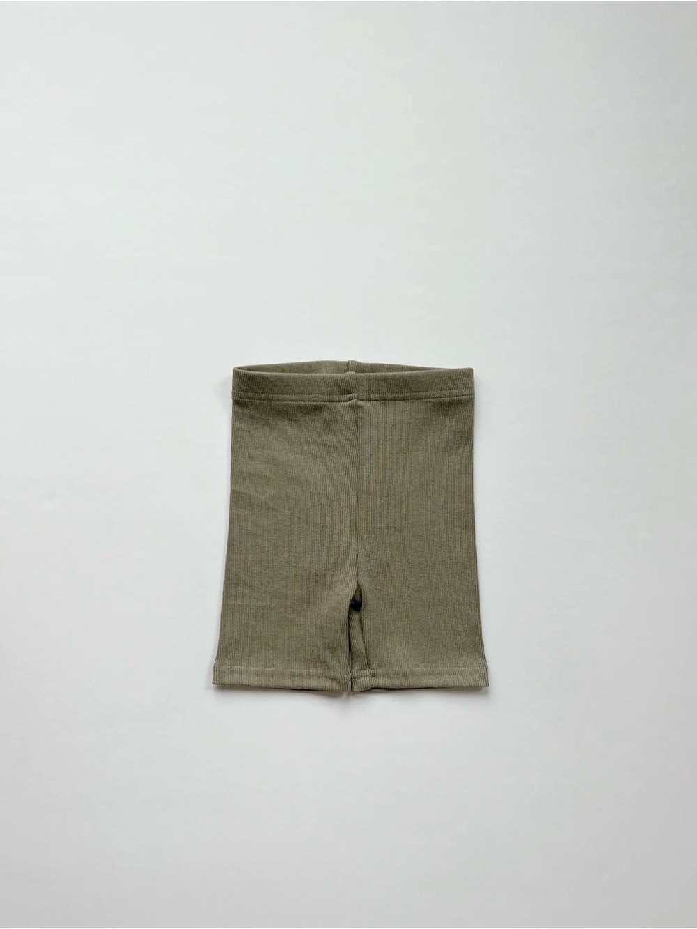 Orcas Lucille Olive Ribbed Bike Shorts 18-24M | Neutral Toddler Summer Shorts